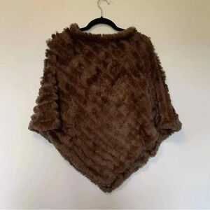 Black Rivet brown rabbit fur poncho